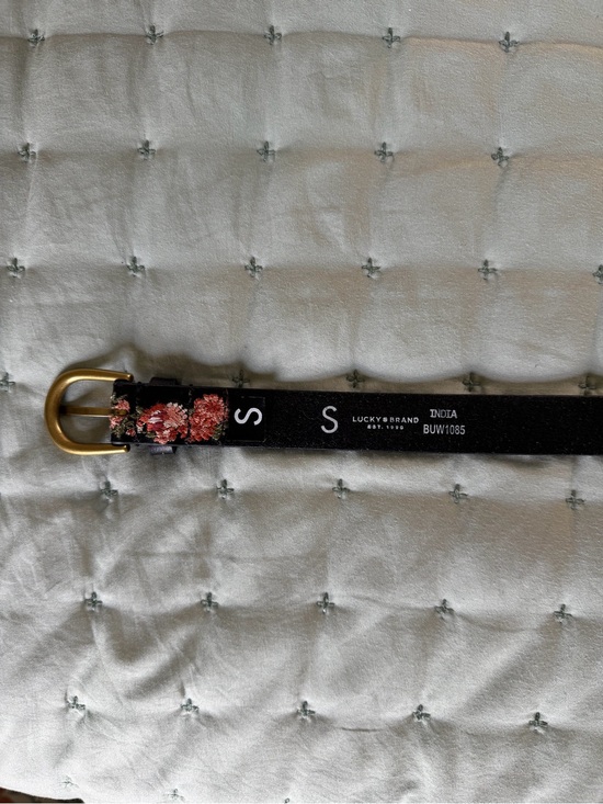 Lucky Brand Floral Embroidered Leather Belt